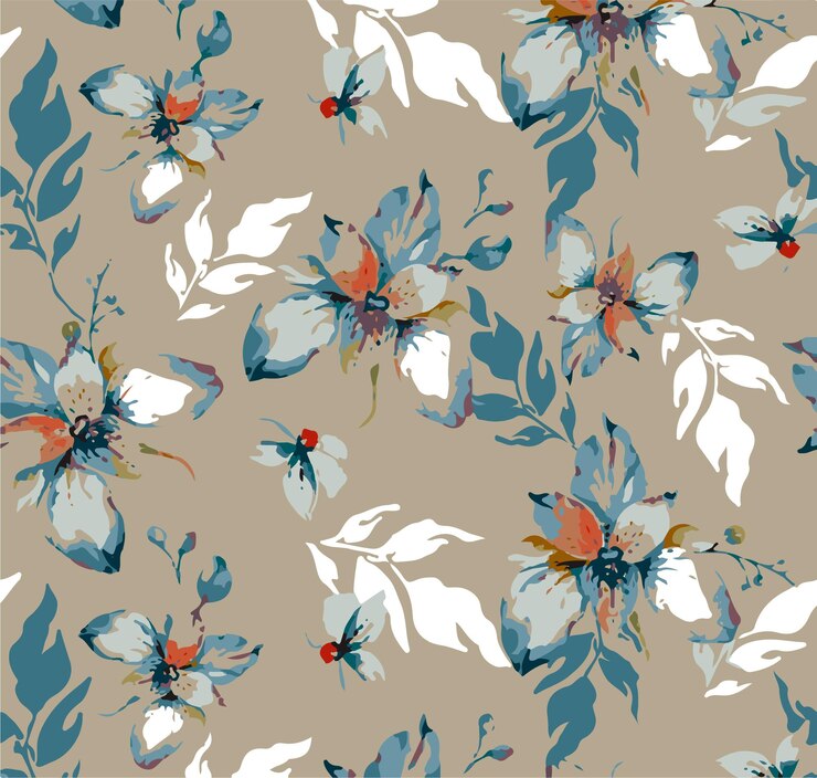 Vector floral botánico patrón sin costuras con rosas hierbas y hojas fondo conjunto grande con flores