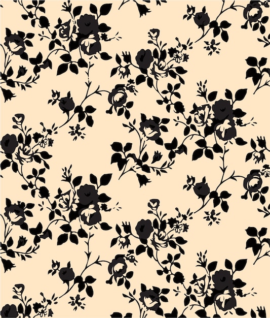 Vector floral botánico patrón sin costuras con rosas hierbas y hojas fondo conjunto grande con flores