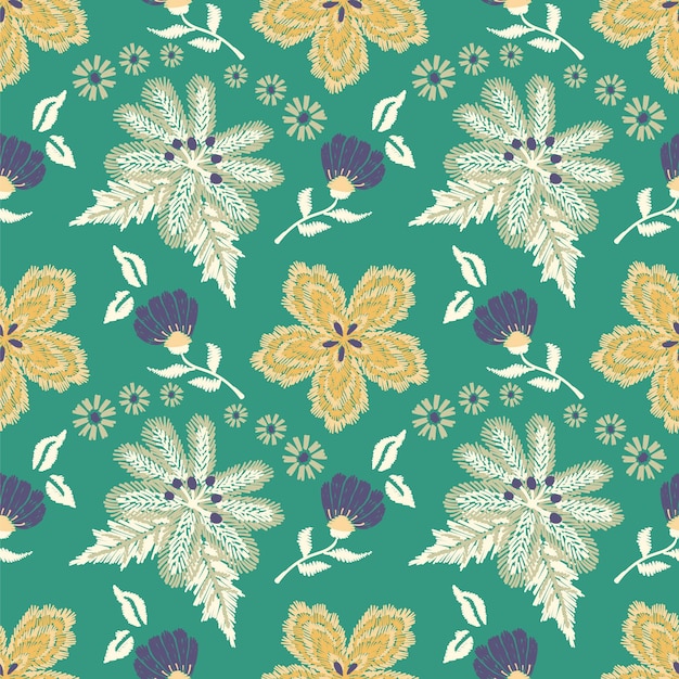 Vector floral sin costuras en todo el fondo del patrón de impresión