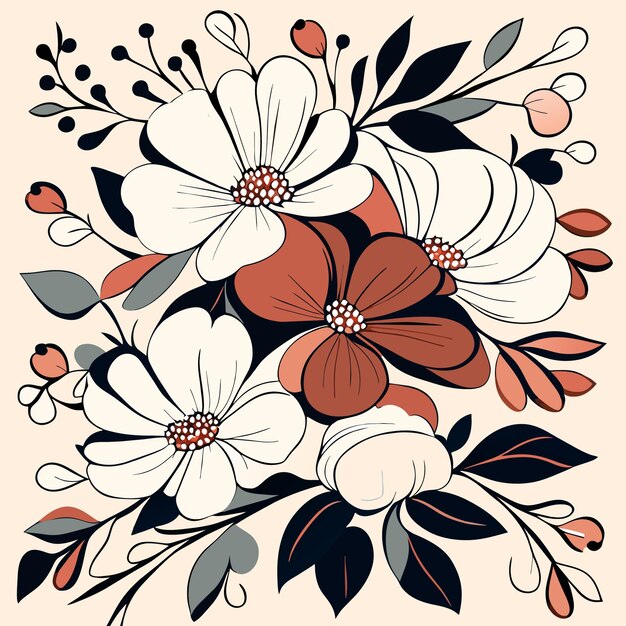 Vector floral popurrí flores artísticas en estilo plano