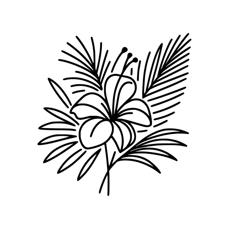 Vector floral tropical blanco y negro