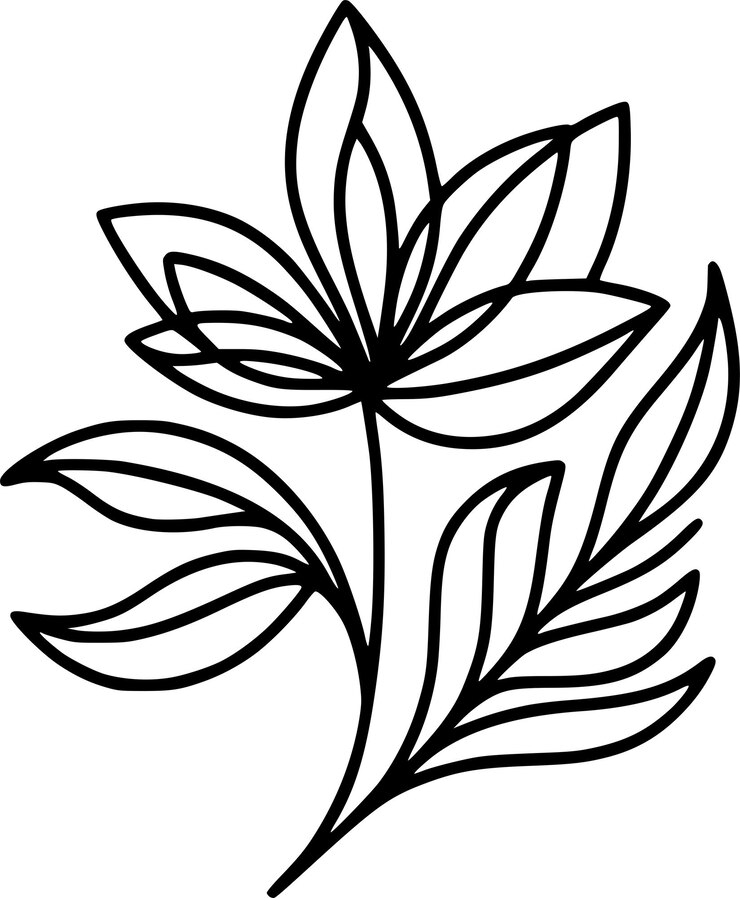 Vector floral tropical blanco y negro