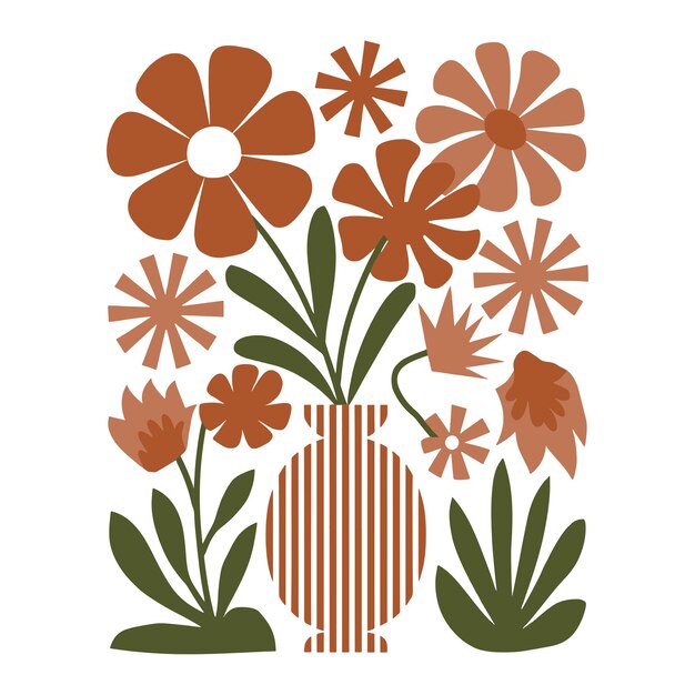 Vector de flores de color abstracto y elegante cartel de flores de Boho Ilustración vectorial