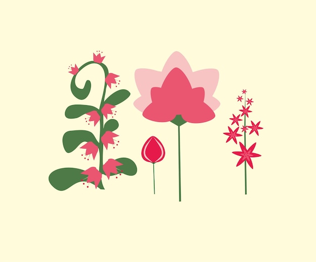 Vector flores de colores simples en un estilo plano