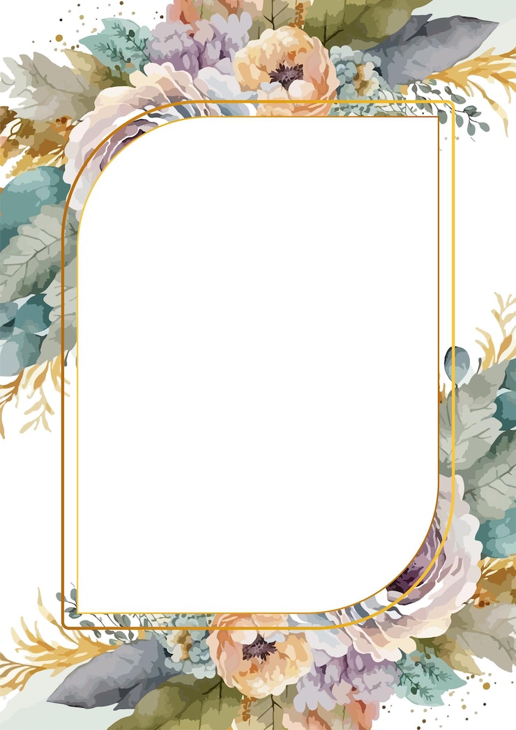 Vector vector de flores coloridas hojas elegantes plantilla de tarjeta de invitación de boda acuarela