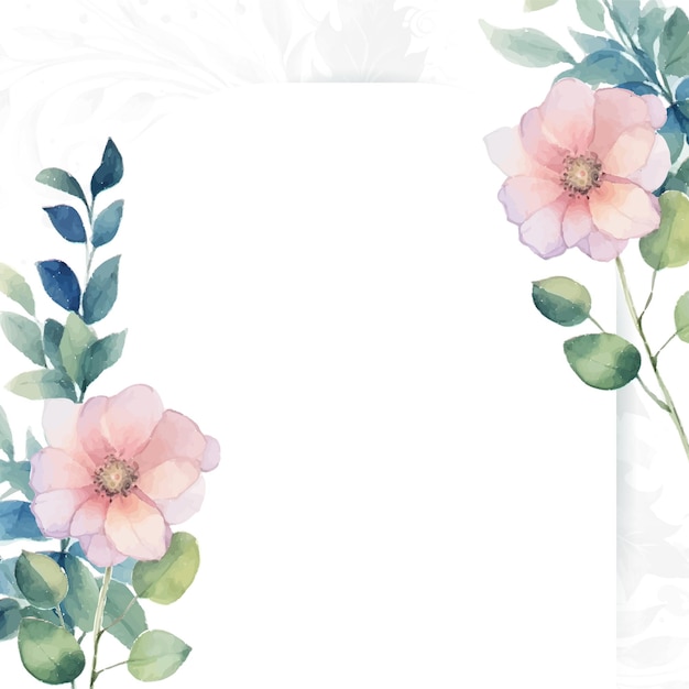 Vector de flores coloridas hojas elegantes plantilla de tarjeta de invitación de boda acuarela