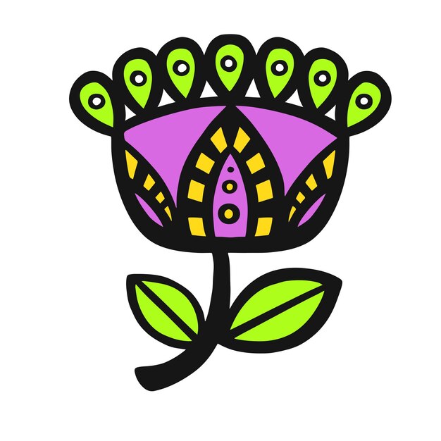 Vector de flores indias brillantes multicolores estilizadas étnicamente