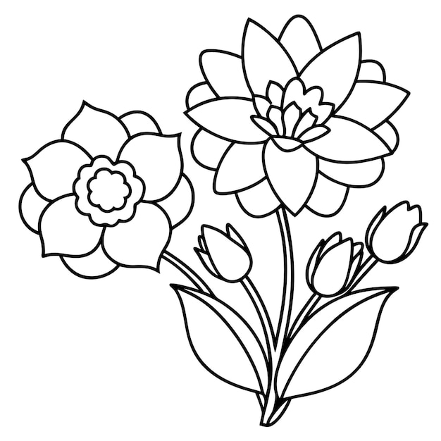 vector de flores planas dibujado a mano para uso polivalente
