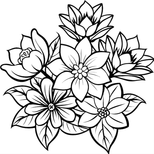 vector de flores planas dibujado a mano para uso polivalente