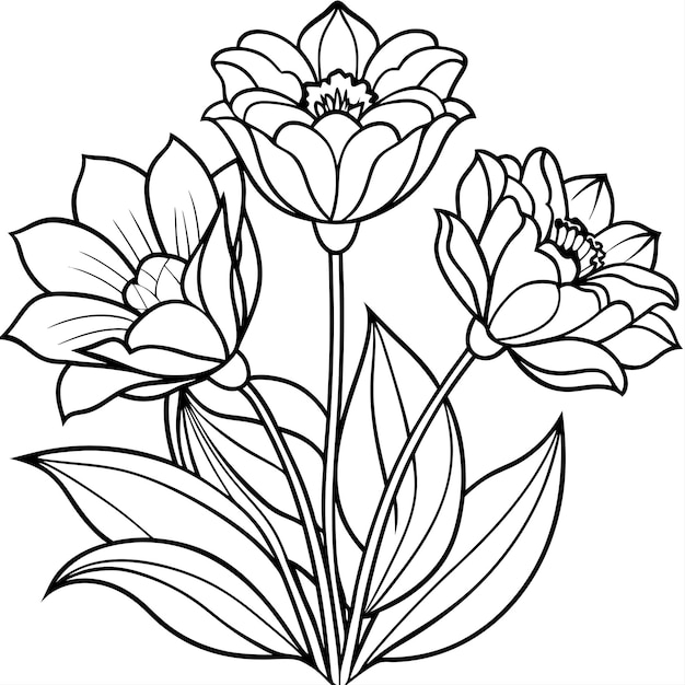 vector de flores planas dibujado a mano para uso polivalente