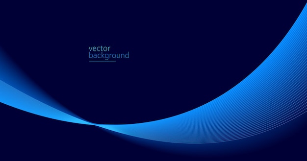 Vector de flujo de forma curva fondo abstracto en gradiente azul oscuro concepto dinámico y de velocidad tecnología futurista o arte del movimiento