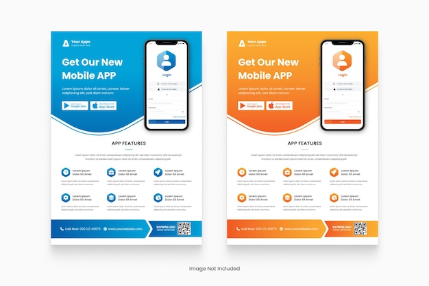 Vector vector flyer app móvil de diseño moderno