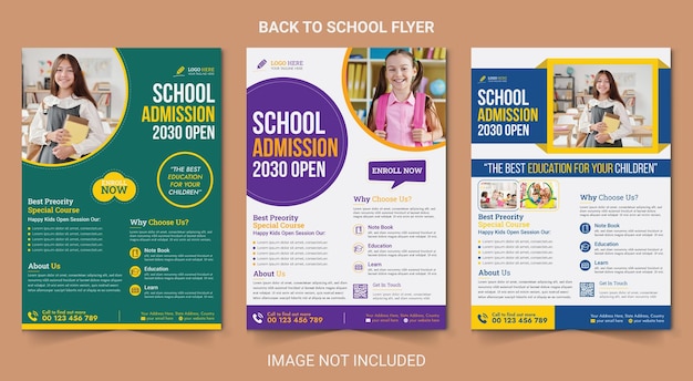 Vector vector folleto de admisión a la escuela plantilla de folleto de diseño niños de vuelta a la escuela educación folleto de admisión