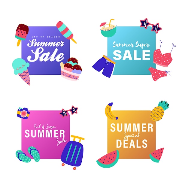 Vector de folleto de letreros de venta de verano Cupón de oferta de precio especial para publicidad en redes sociales