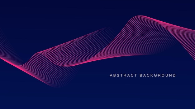 Vector fondo abstracto azul oscuro con líneas de onda brillantes tecnología de concepto moderno futurista