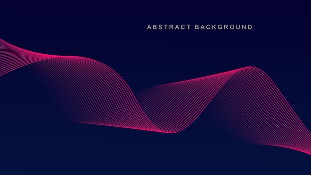 Vector fondo abstracto azul oscuro con líneas de onda brillantes tecnología de concepto moderno futurista