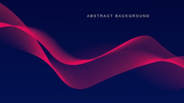 Vector fondo abstracto azul oscuro con líneas de onda brillantes tecnología de concepto moderno futurista