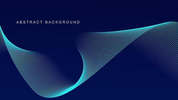 Vector fondo abstracto azul oscuro con líneas de onda brillantes tecnología de concepto moderno futurista