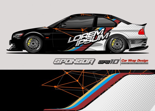 Vector de fondo abstracto para diseño de envoltura de coche de carreras y librea de vehículo