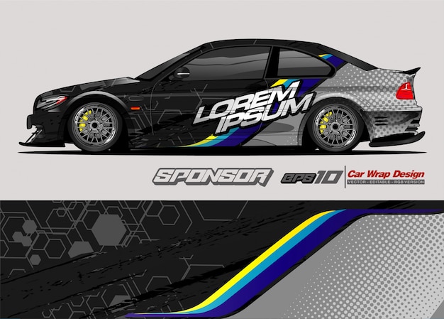 Vector de fondo abstracto para diseño de envoltura de coche de carreras y librea de vehículo