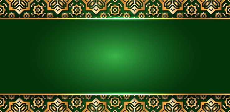 Vector de fondo abstracto verde con adorno de oro islámico