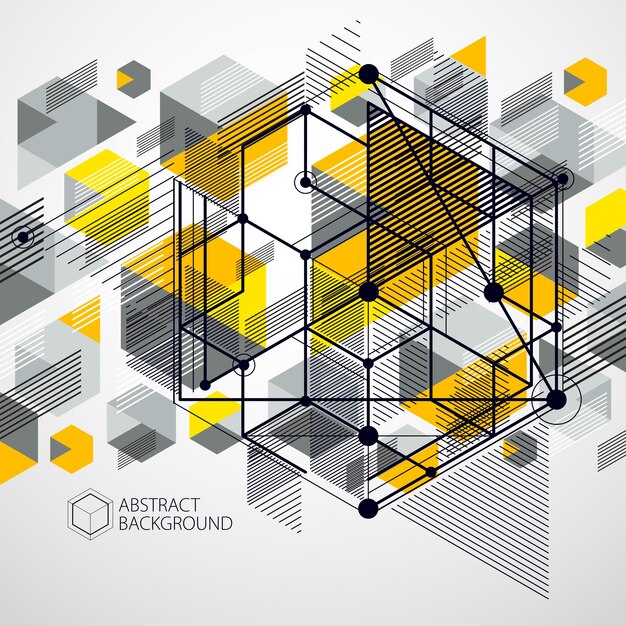 Vector de fondo amarillo industrial e ingeniería, futuro plan técnico. La composición geométrica moderna se puede utilizar como plantilla y diseño.