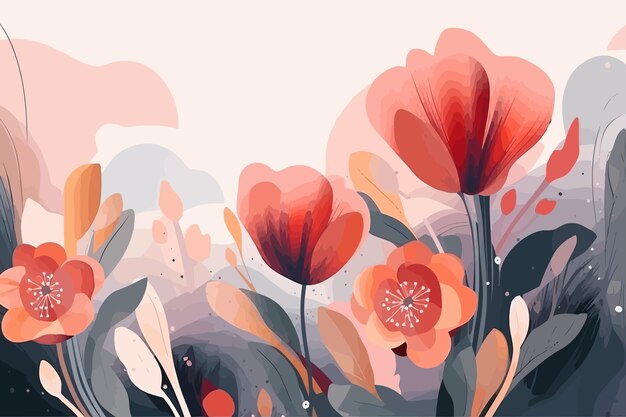 Vector de fondo de arte floral abstracto diseño de naturaleza exótica para la impresión de lienzo de cartel de tela de invitación de arte de pared de cubierta en estilo acuarela