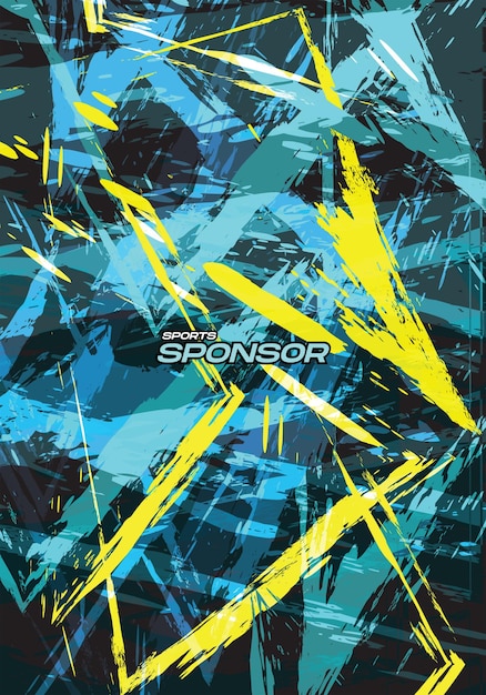 Vector de fondo azul amarillo grunge para Racing Jersey