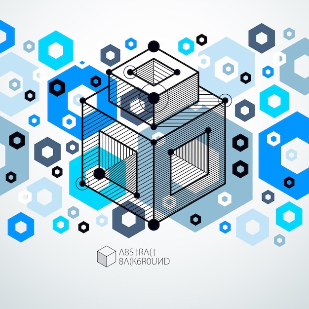 Vector de fondo azul industrial y de ingeniería, plan técnico futuro. la composición geométrica moderna se puede utilizar como plantilla y diseño.