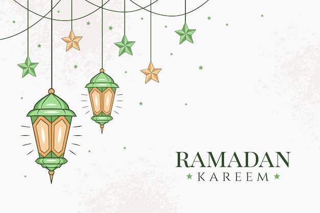 Vector vector de fondo de banner de ilustración islámica dibujada a mano de ramadan kareem