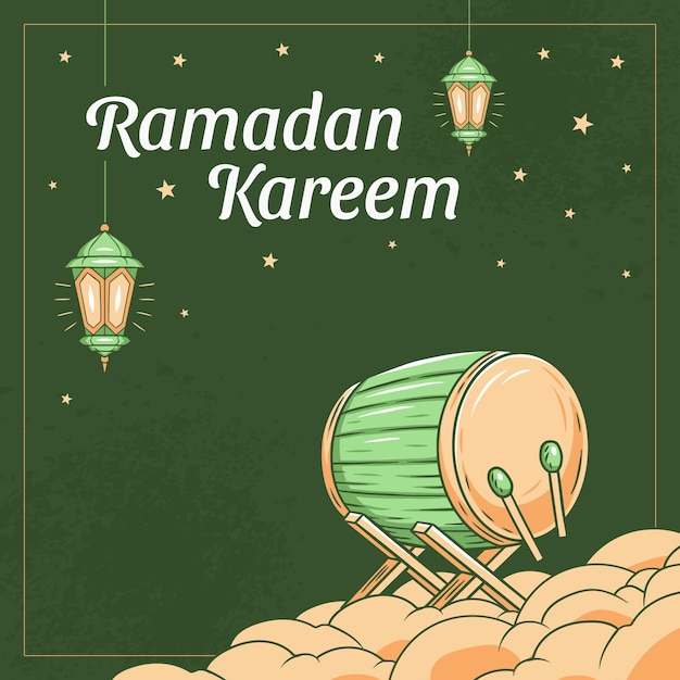 Vector de fondo de banner de ilustración islámica dibujada a mano de ramadan kareem