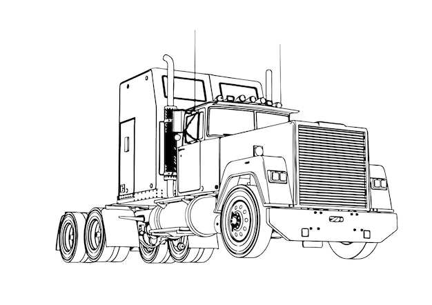 Vector de fondo blanco de bosquejo de camión