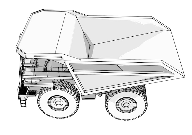 Vector de fondo blanco de bosquejo de camión