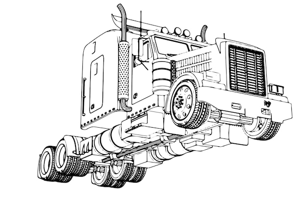 Vector de fondo blanco de bosquejo de camión