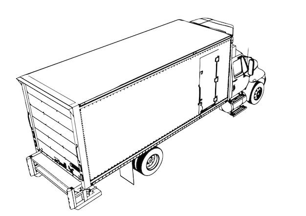 Vector de fondo blanco de bosquejo de camión
