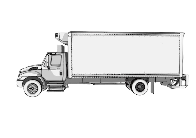 Vector de fondo blanco de bosquejo de camión