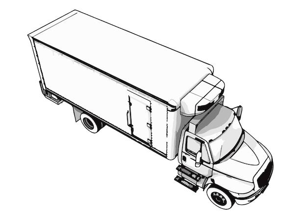 Vector de fondo blanco de bosquejo de camión
