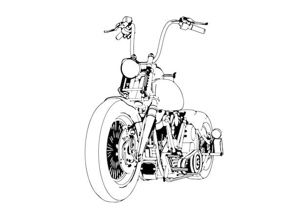 Vector de fondo blanco de dibujo de motocicleta deportiva