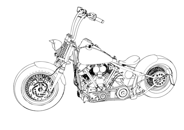 Vector de fondo blanco de dibujo de motocicleta deportiva