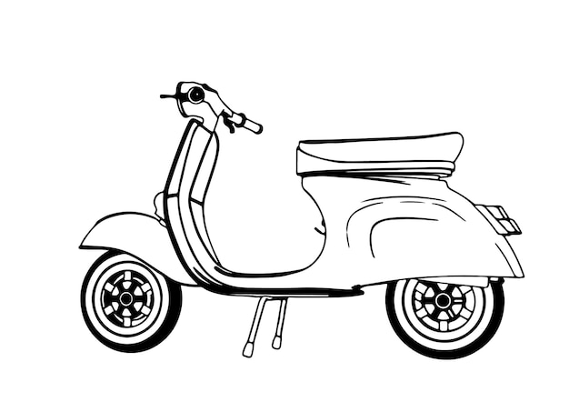 Vector de fondo blanco de dibujo de motocicleta deportiva