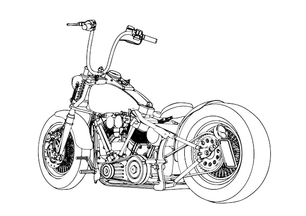 Vector de fondo blanco de dibujo de motocicleta deportiva