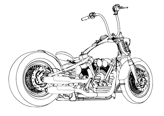 Vector de fondo blanco de dibujo de motocicleta deportiva