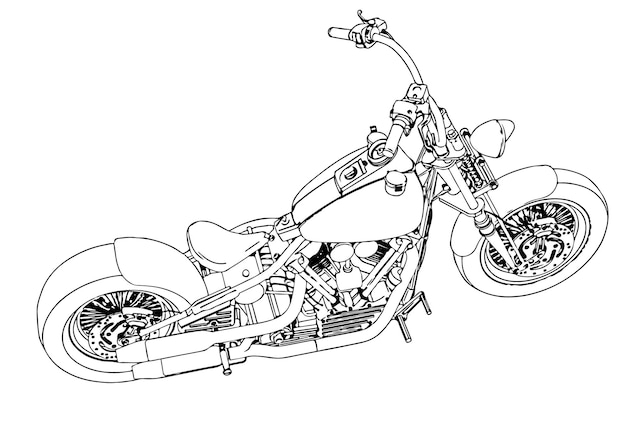 Vector de fondo blanco de dibujo de motocicleta deportiva