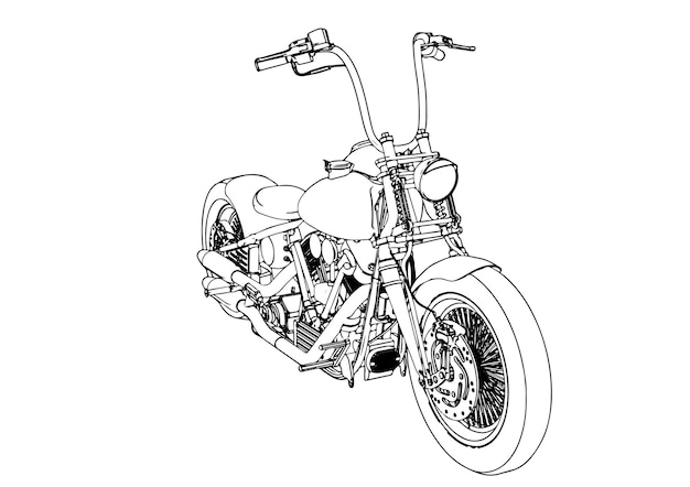 Vector de fondo blanco de dibujo de motocicleta deportiva