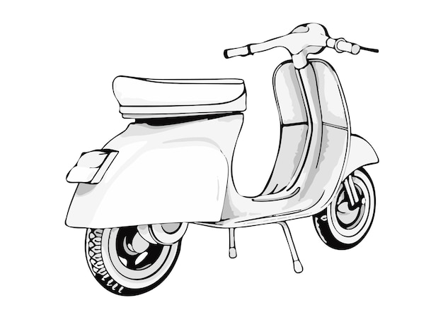 Vector de fondo blanco de dibujo de motocicleta deportiva