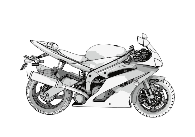 Vector de fondo blanco de dibujo de motocicleta deportiva