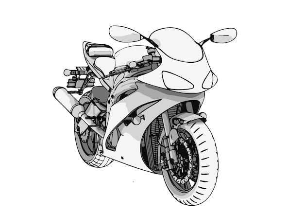 Vector de fondo blanco de dibujo de motocicleta deportiva