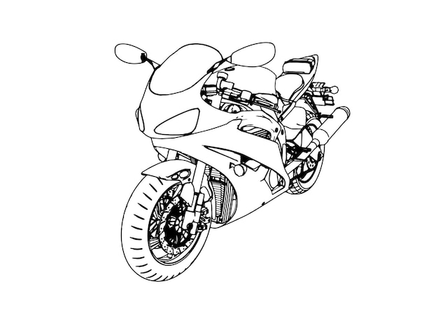 Vector de fondo blanco de dibujo de motocicleta deportiva