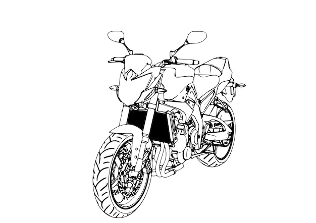 Vector de fondo blanco de dibujo de motocicleta deportiva