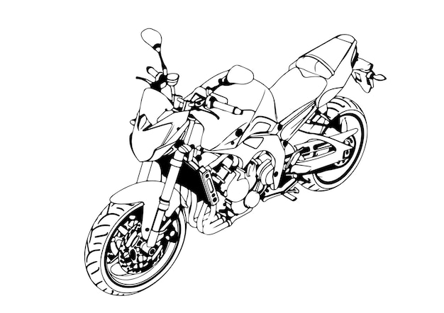 Vector de fondo blanco de dibujo de motocicleta deportiva